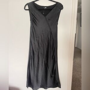 ATM Anthony Thomas Melillo black satin v-neck dress